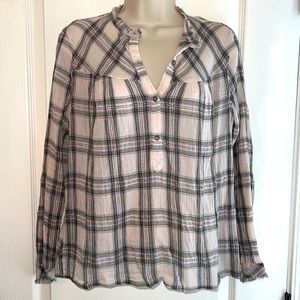 Lucky Brand Semi Sheer Plaid Shirt